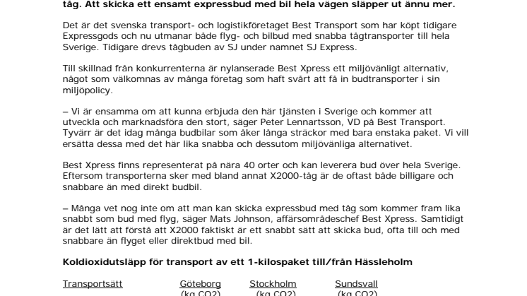 Best Xpress utmanar flyget med klimatvänligt tågbud från Hässleholm