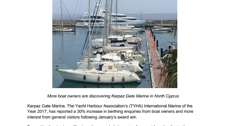 Karpaz Gate Marina: Karpaz Gate Marina Reports Increase in Berthing Enquiries During Award-Winning Year