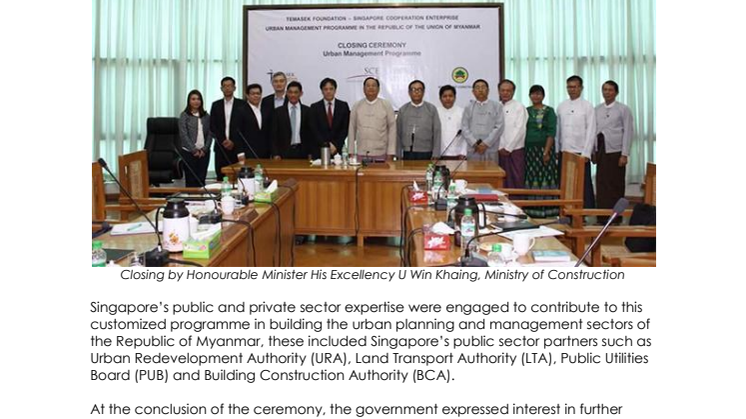 Temasek Foundation – Singapore Cooperation Enterprise Capacity Building Workshop Closing Ceremony
