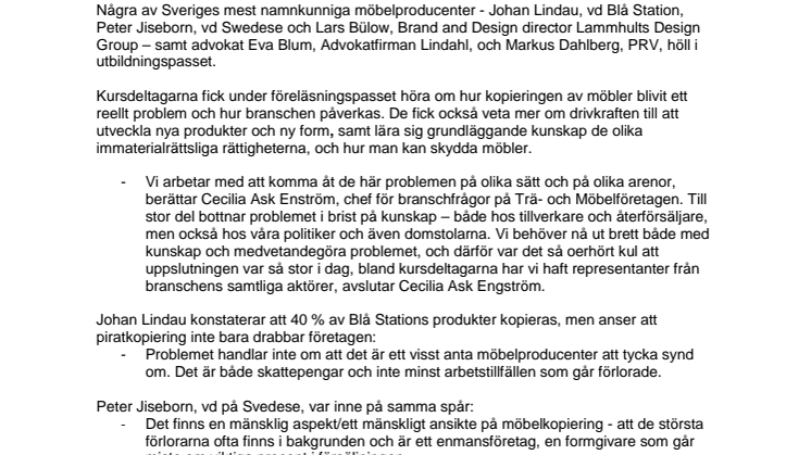 Möbelbranschen på kurs mot piratkopiering