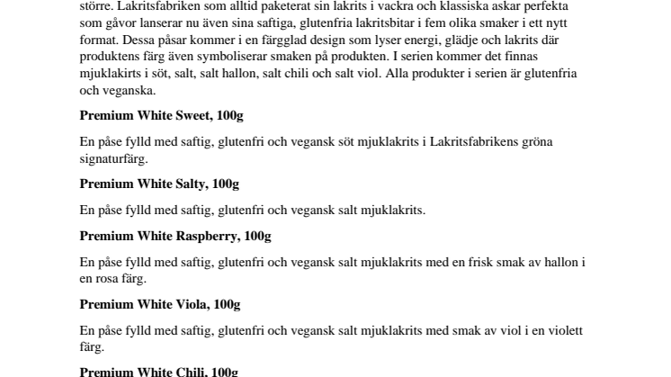 LAKRITSFABRIKENS STORSATSNING PÅ NY PRODUKTSERIE 