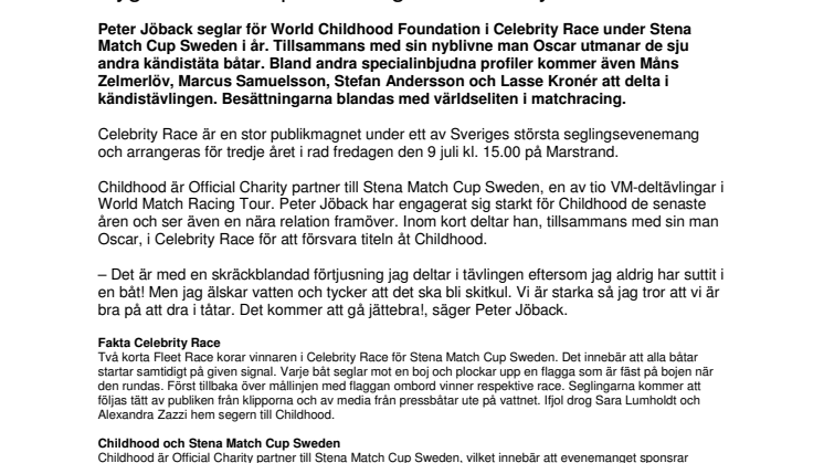 Nygifta Jöbacks premiärseglar i Celebrity Race - Stena Match Cup Sweden, 9 juli
