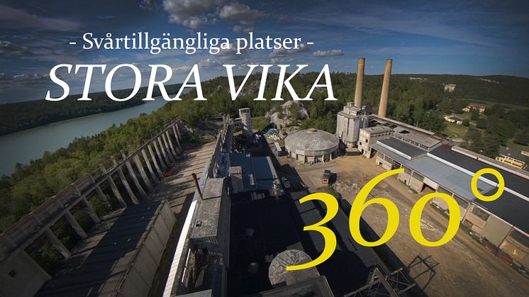 Stora Vikas cementfabrik filmad med 360-gradersteknik och drönare. Foto: Stockholms läns museum.
