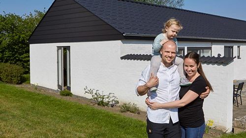Cembrit Plank i kombination med putsad tegelfasad