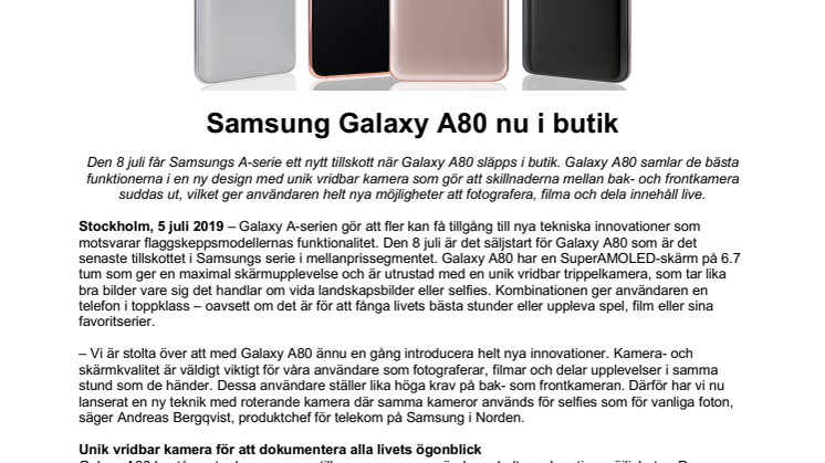 Samsung Galaxy A80 nu i butik