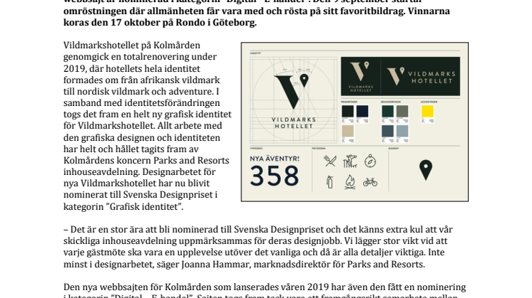 Parks and Resorts inhouse nominerade till Svenska Designpriset