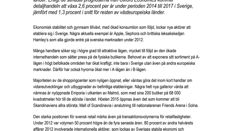Svensk detaljhandel fortsatt stark i Europa 