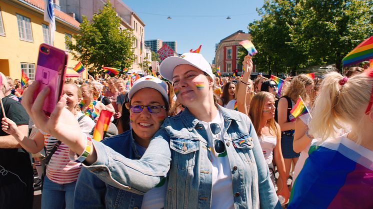 Anna and Klara in the Pride Parade at Grønland. Phto: VisitOslo 