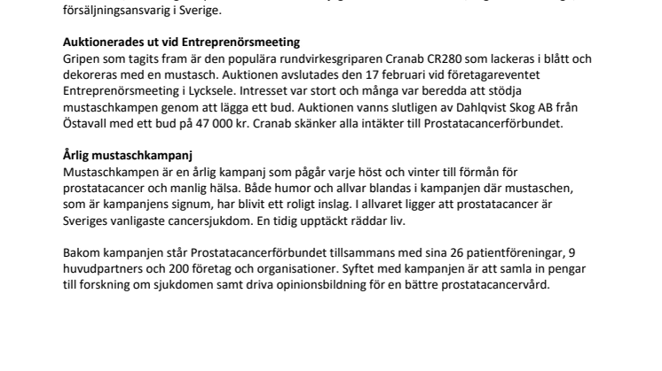 Auktion av mustaschgrip över förväntan