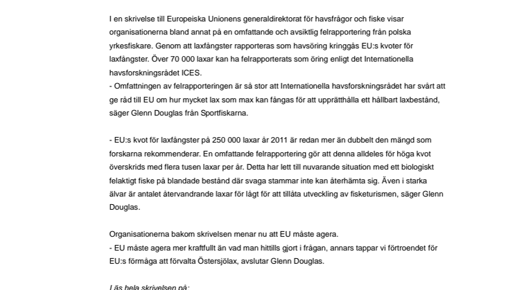 EU måste agera mot omfattande tjuvfiske efter lax i Östersjön