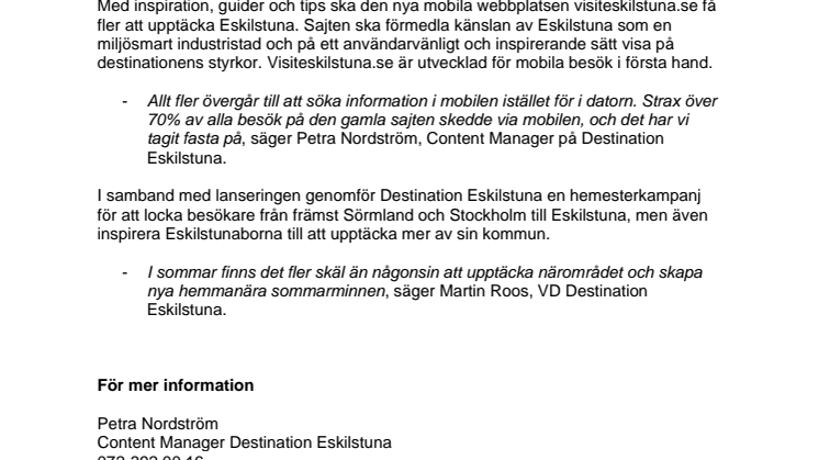 Så ska Eskilstuna inspirera till fler besök!  - ny besöksguide lanseras 