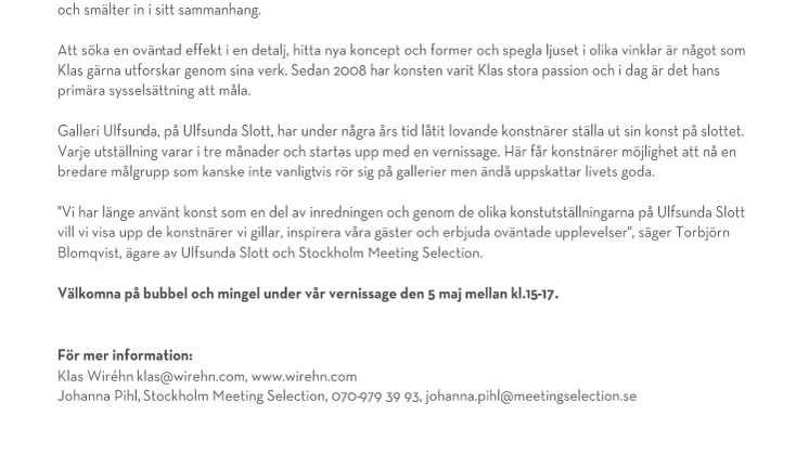 Vernissage på Galleri Ulfsunda med Klas Wiréhn - 10 år som konstnär!