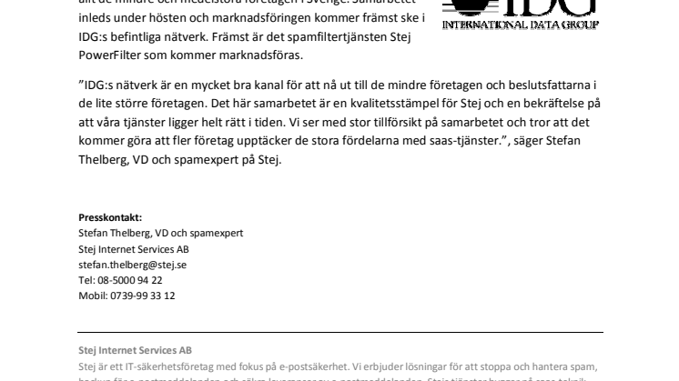 Stej inleder strategiskt samarbete med IDG