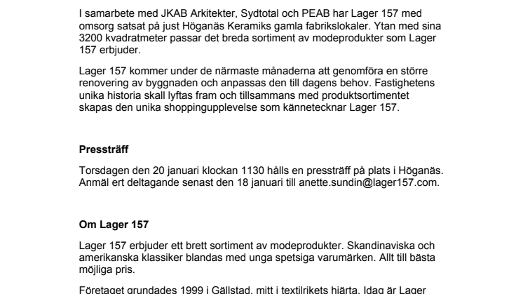 Lager 157 expanderar till Höganäs