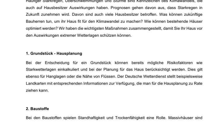 Stürme, Starkregen, Hagel und Überschwemmungen - ist mein Haus fit für den Klimawandel?