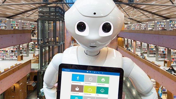 Wilma, der humanoide Roboter in der Hochschulbibliothek der TH Wildau, ist nur ein Beispiel für den Einsatz von Robotern in der Arbeitswelt – Thema des aktuellen Zukunfts-Podcasts „Mal angenommen“ der tagesschau. (Bild: Henning Wiechers)