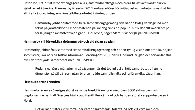 INTERSPORT fördjupar samarbetet med Hammarby