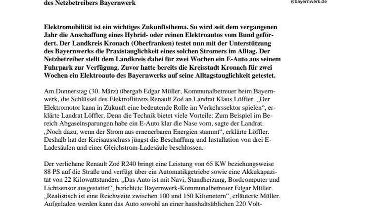 Mobil mit Strom in Stadt und Landkreis Kronach