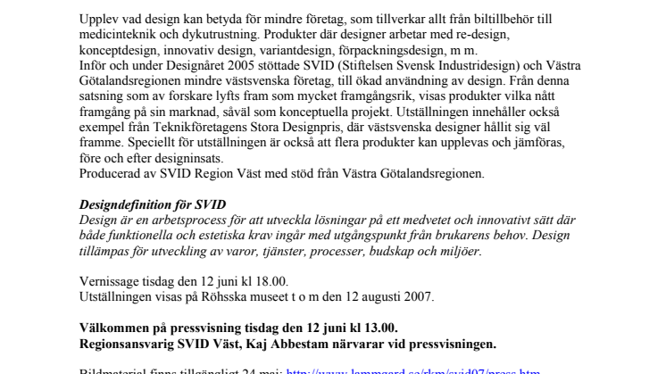 Design på väg - En utställning om industridesign som utvecklingskraft.