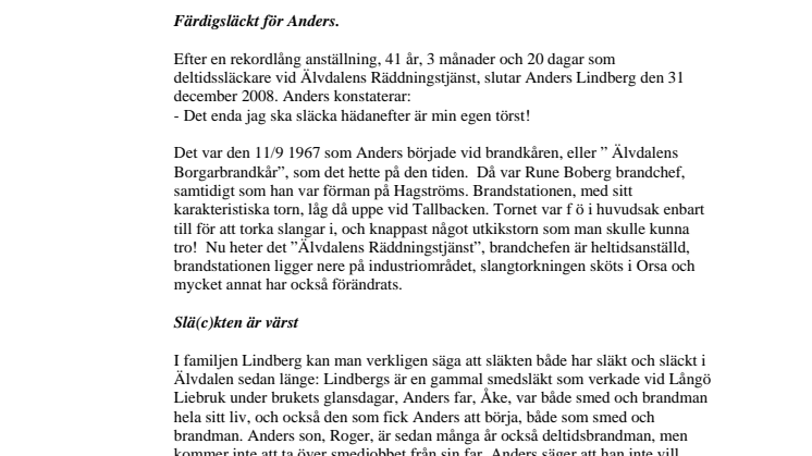 ANDERS LINDBERG HAR SLÄCKT FÄRDIGT