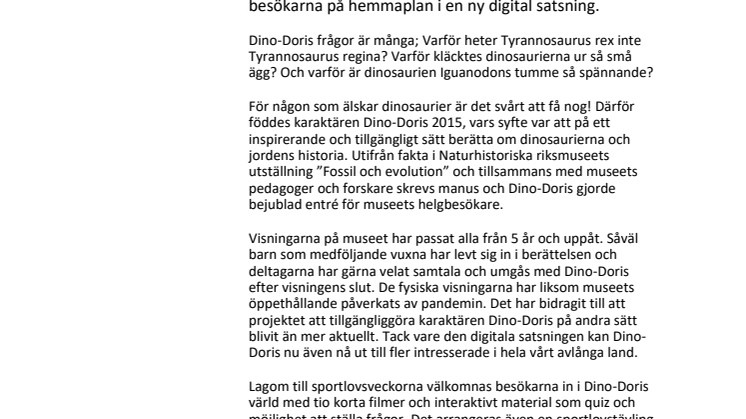 Dinosaurieälskande karaktären Dino-Doris på Naturhistoriska riksmuseet blir digital 