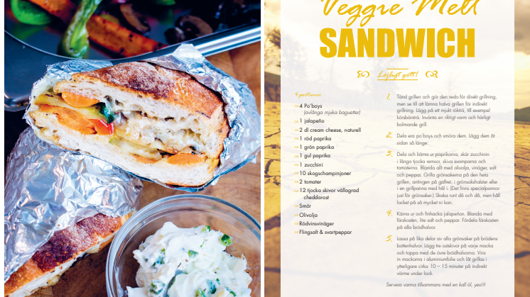 Uppslag ur boken "Grill - Frederik Zälls bästa" Veggie melt sandwich