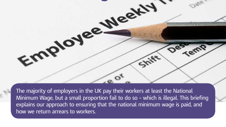 HMRC Briefing - Enforcing the National Minimum Wage