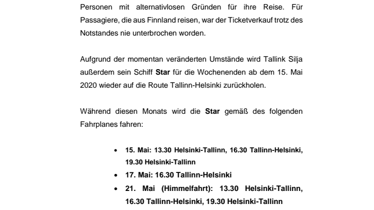 Tallink Silja verkauft wieder Tickets an Passagiere, die nach Finnland reisen