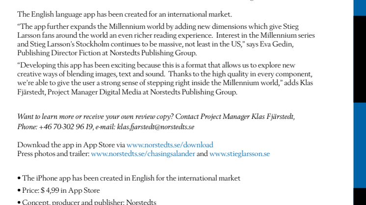 Announcing Norstedts unique Stieg Larsson app for iPhone: Chasing Salander - The Girl with the Dragon Tattoo