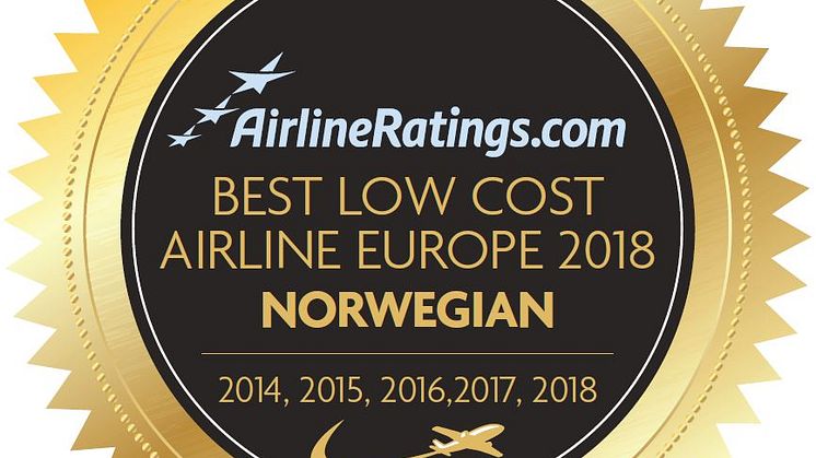 Norwegian utsett till Europas bästa lågprisbolag för femte året i rad