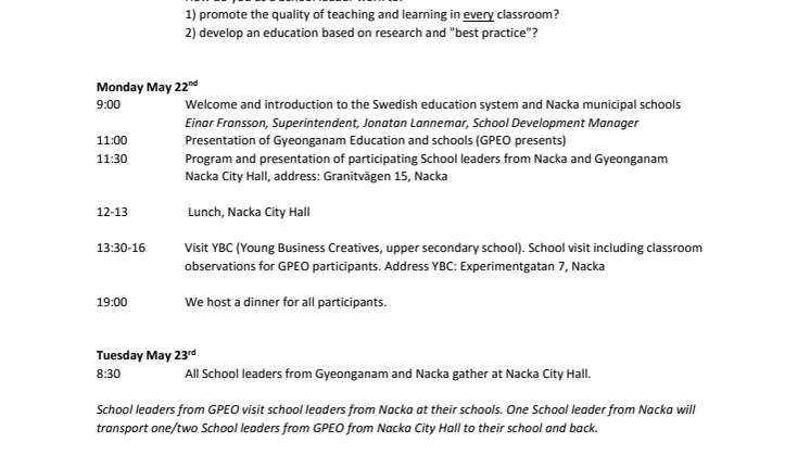 Besöksprogram 22-25 maj