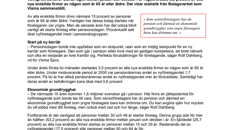 Allt fler pensionärer startar eget företag