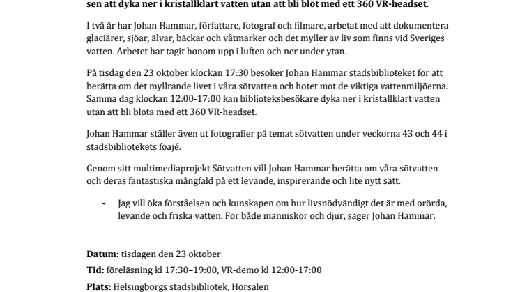 Föreläsning: Sötvatten – en värld av liv