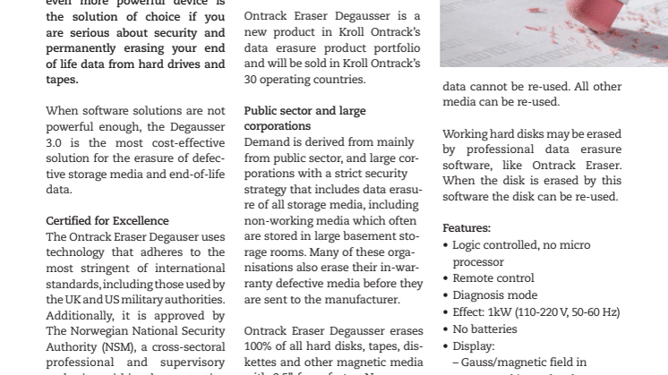Produktblad: Ontrack Eraser Degausser 3.0