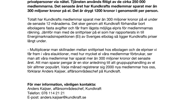 Succé för gruppupphandling av el på nätet