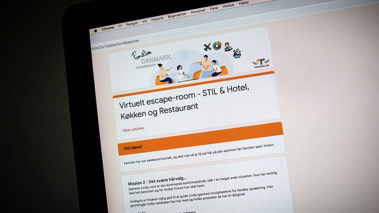 Det virtuelle escape room tager på grundforløb 1 udgangspunkt i virkelighedsnære eksempler, såsom en konfirmation.