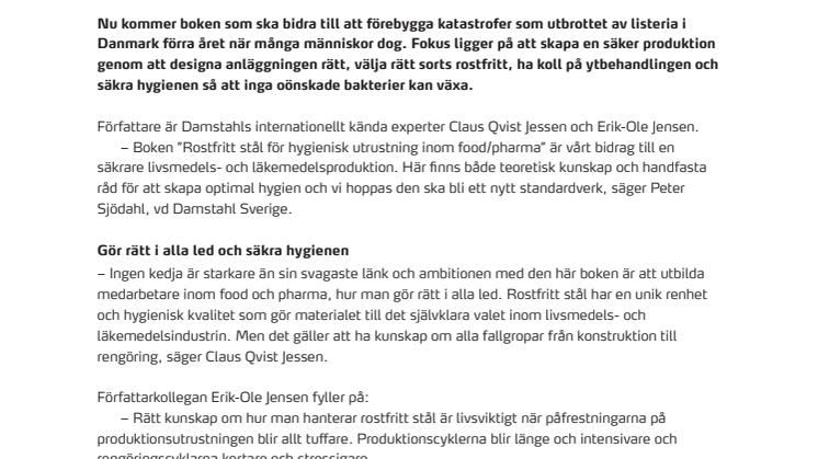 Ny bok från Damstahl -> Allt du måste veta om hygienisk design för food och pharma