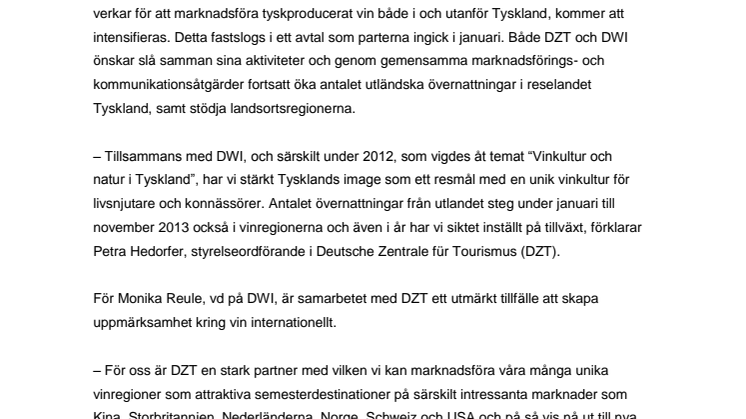 DZT och DWI fortsätter sitt framgångsrika samarbete
