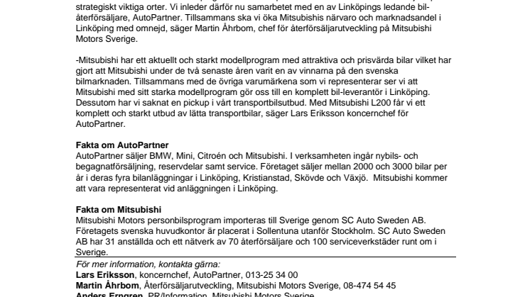 Mitsubishi utökar i Linköping