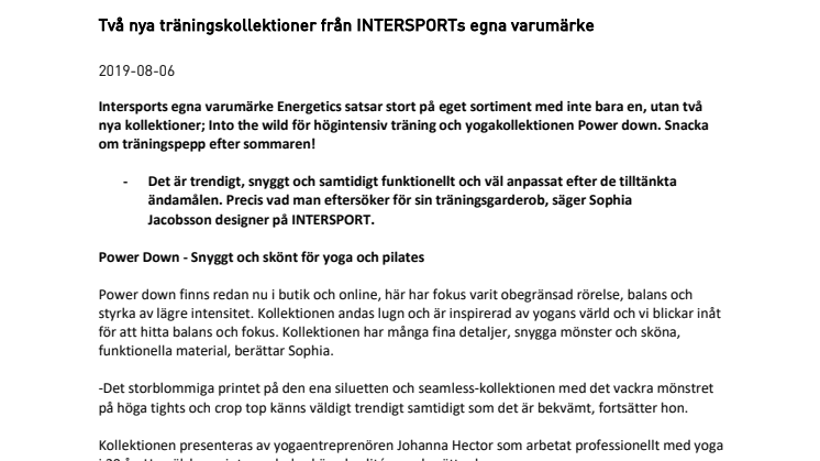 Två nya träningskollektioner från INTERSPORTs egna varumärke