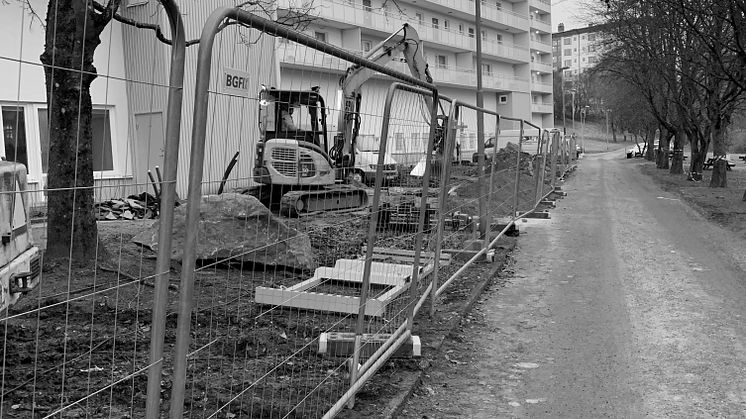 Pågående borr- och schaktningsarbete för geoenergilager