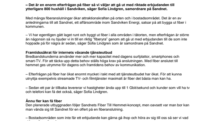 Det råder fiberyra i Sandviken – fler hushåll får fiber