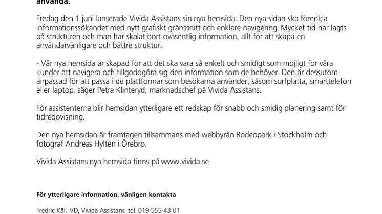 Vivida Assistans lanserar ny hemsida