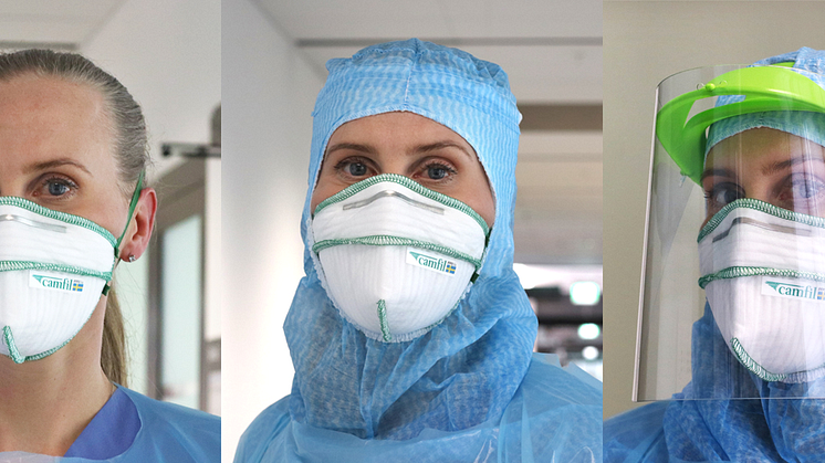 Pauline Rylander Hagson, Care Manager THICU at Karolinska Universitetssjukhuset, wearing respiratory protection mask CamProtect from Camfil