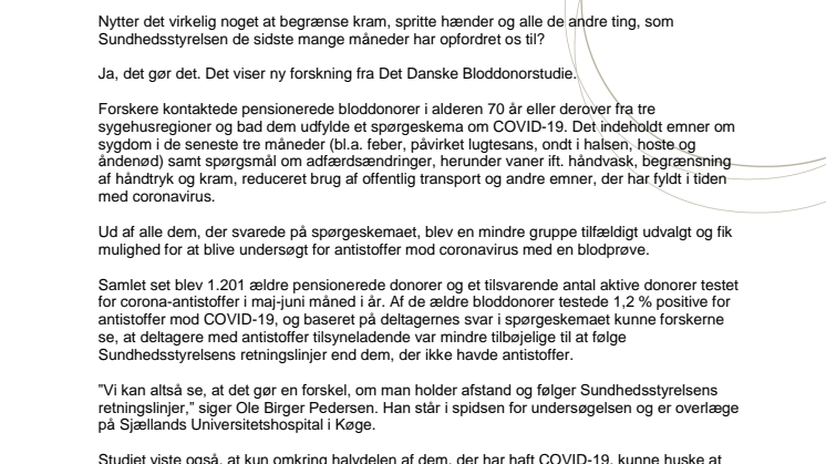 Forskning blandt bloddonorer bekræfter: Afstand virker