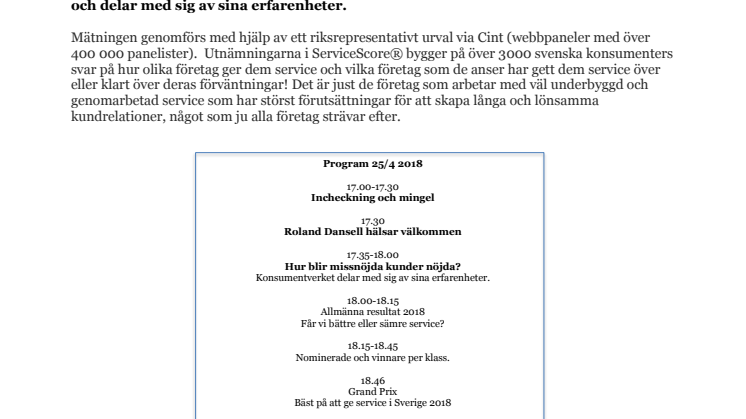 Inbjudan ServiceScore 2018