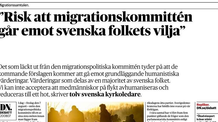 DN Debatt den 7 augusti 2020.