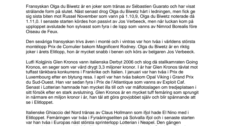 Ytterligare fyra hästar klara till Elitloppet 08