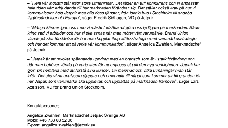 Brand Union och Jetpak i nytt samarbete