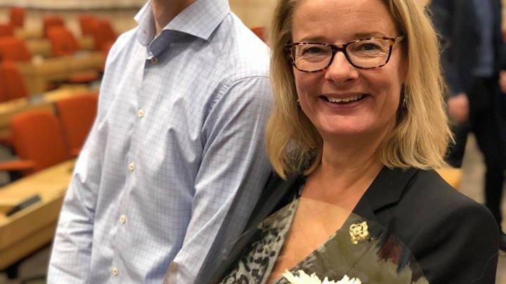 Jan Jönsson och Lotta Edholm. Fotot taget vid Liberalernas representantskap 14/10 2018.